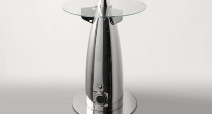 bar table made with airplane parts