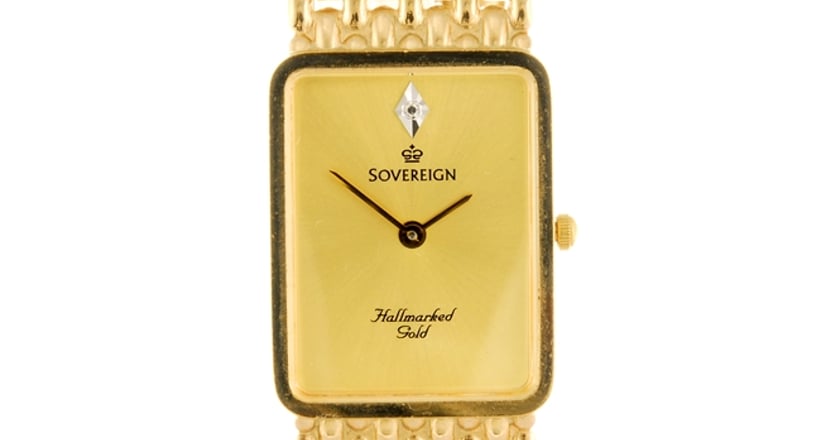 Sovereign hallmarked gold online ladies watch