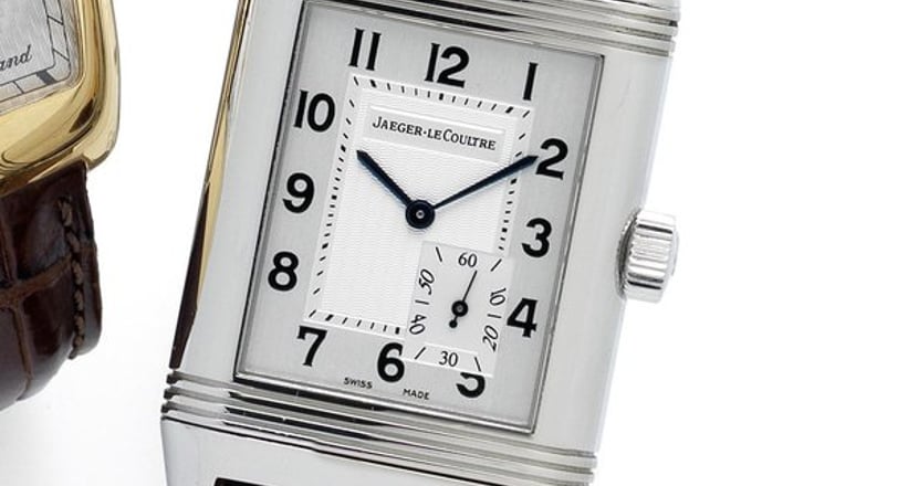 Jaeger LeCoultre. A stainless steel manual wind reversible