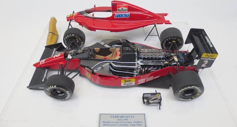 A 1:12 scale custom detailed model of Nigel Mansell's 1990 Ferrari