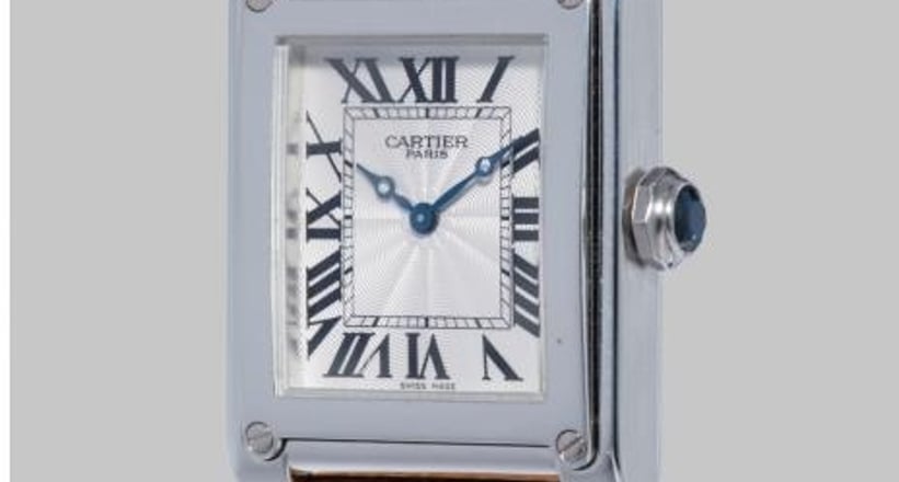 Cartier A rare and unusual platinum wristwatch with guilloch dial