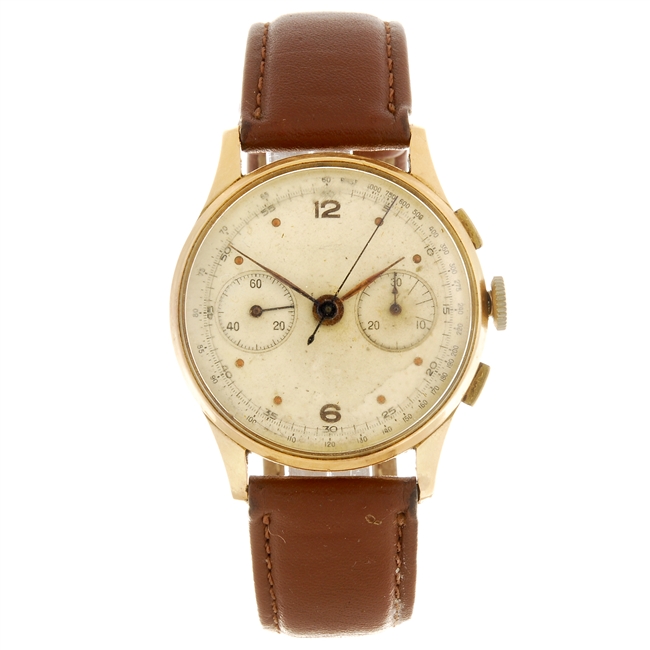 An 18k gold manual wind chronograph gentleman's wrist watch. | Classic ...