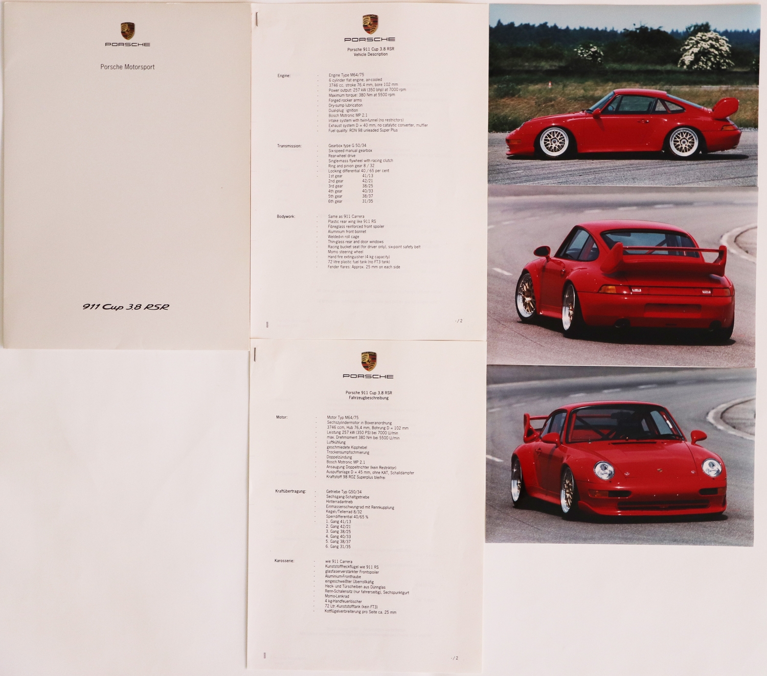 Porsche Press kit Porsche motor sport type 911 Cup 3.8 RSR 1997 ...