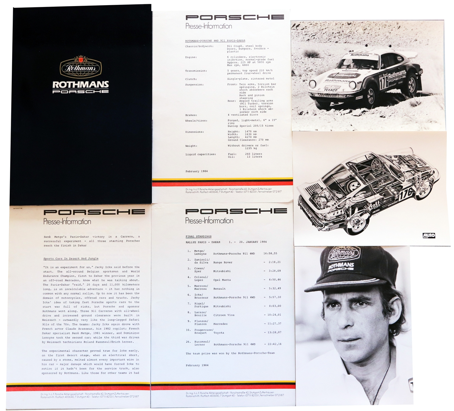 Porsche Press Kit"Rothmans-Porsche 4WD 911 Paris-Dakar With 3 Original ...